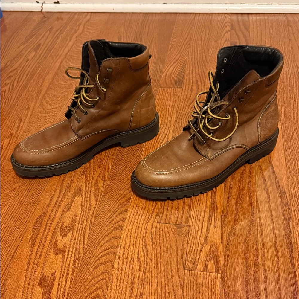 J. Crew Tan Leather Lace-Up Boots - Picture 2 of 8